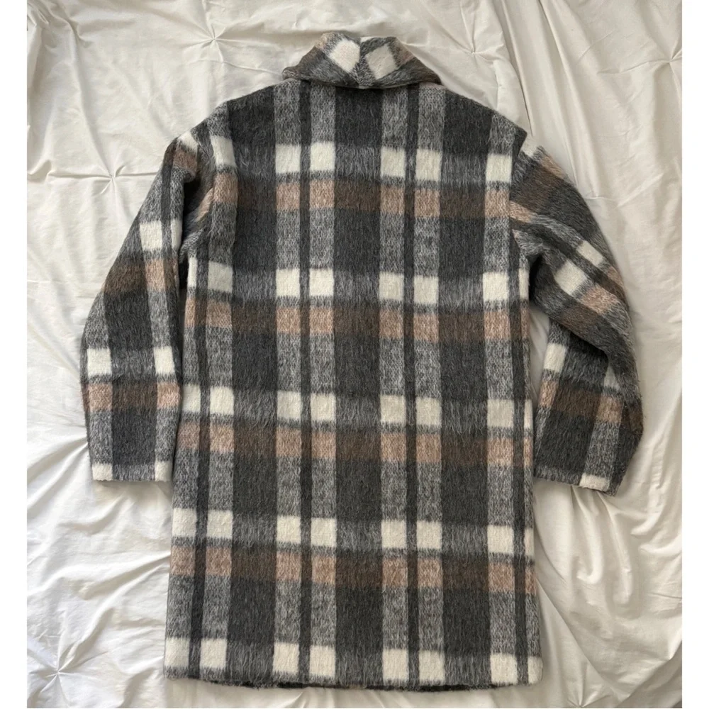 Plaid single breasted shawl-collar coat - Picture 4 of 8